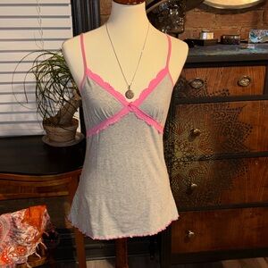 Gray Camisole with Pink Lace Trim - TANKS 2 FOR $10. Bundle and message me!